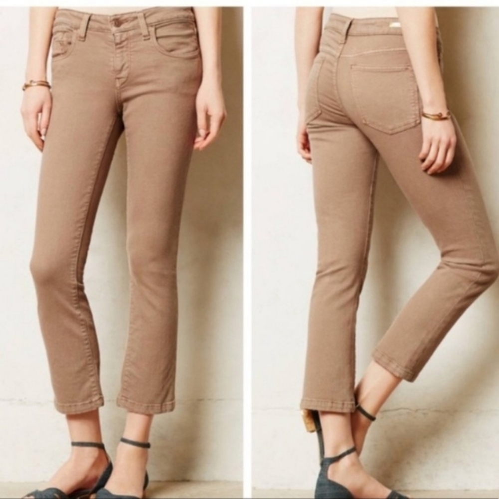 Anthropologie Pilcro Low Rise Straight Leg Jeans in Neutral Tan Size 26